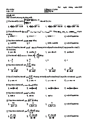 Kiểm tra 45 phút - Môn học Đại số 10